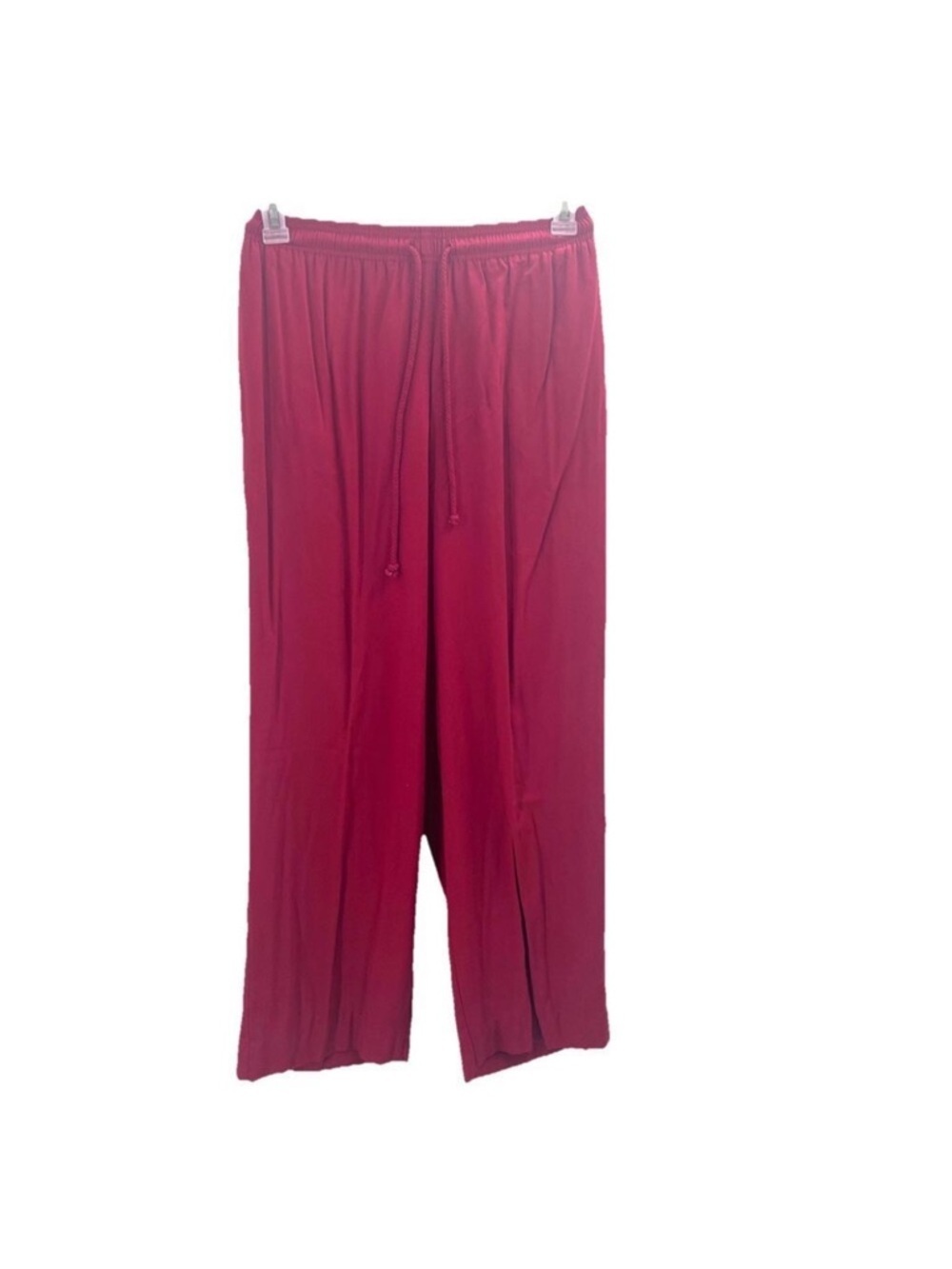 Vintage Carole Little Red Drawstring Rayon Pull on Wide Leg Pants Womens 12